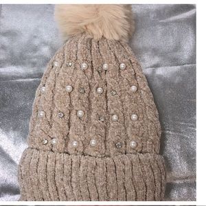 Rhinestone and Pearl Beanie